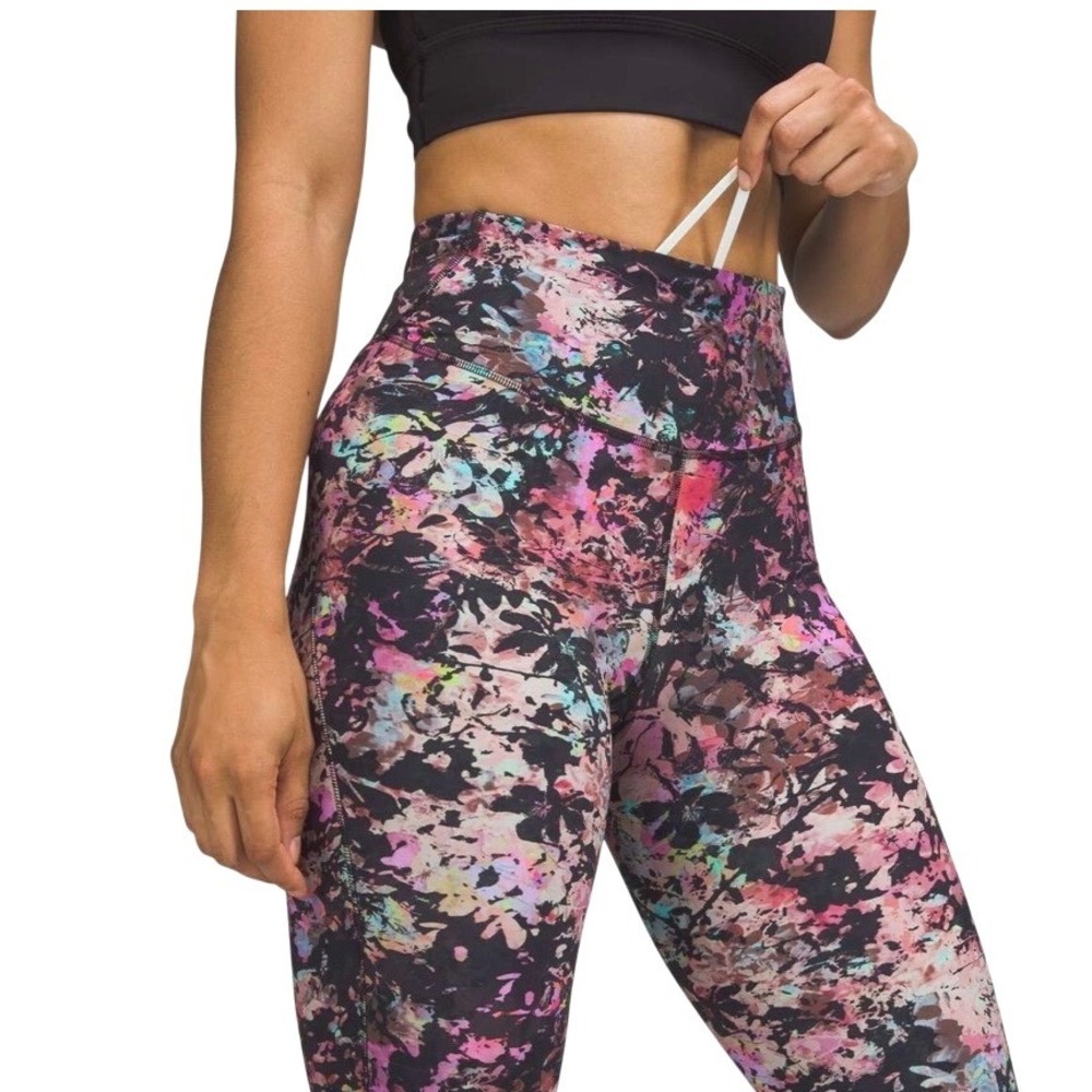 Lululemon Base Pace Legging Women 4 Multi High-Rise Tight Stencil Blossom Floral